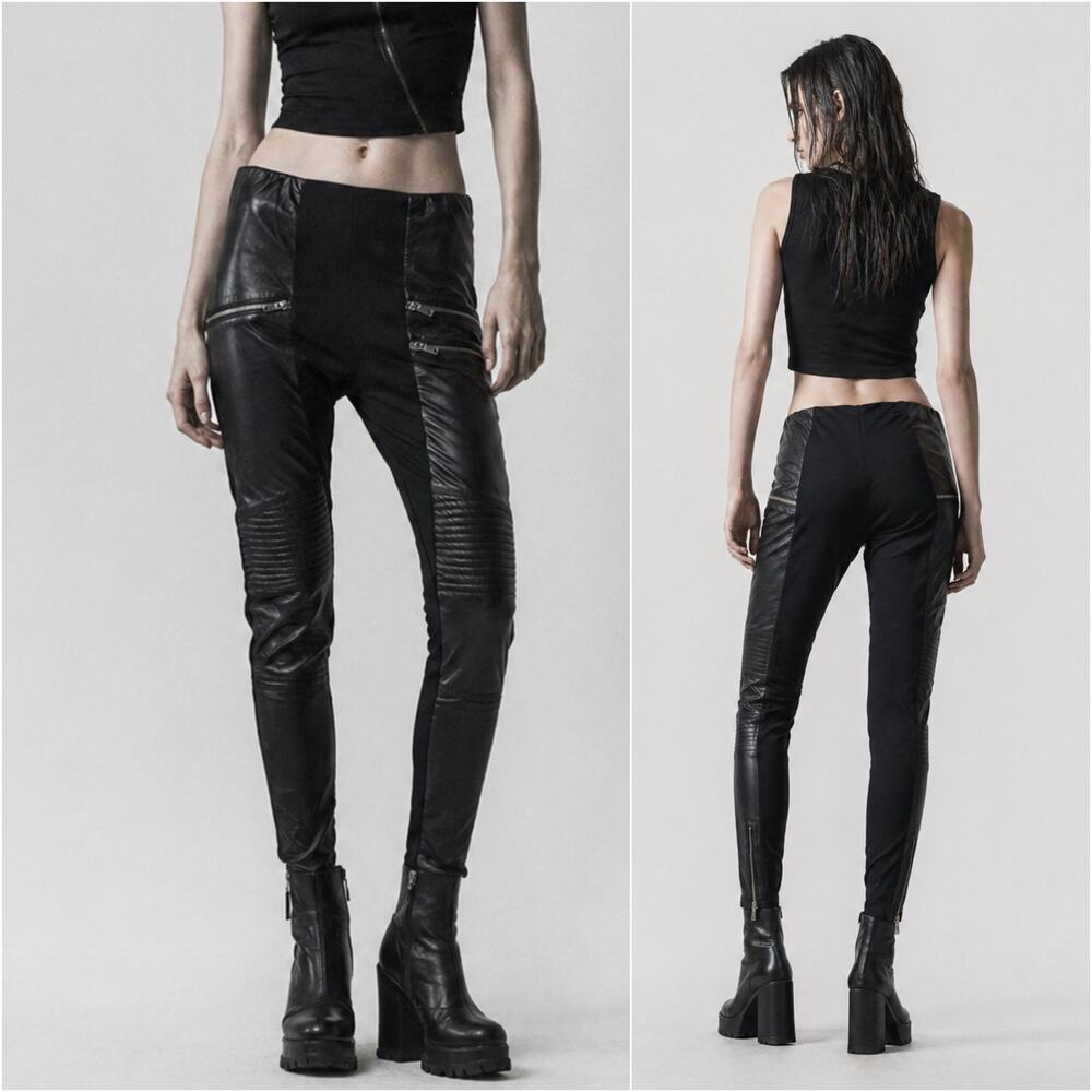 SKINGRAFT Black Leather Moto Leggings Pants Stretch skinny Small